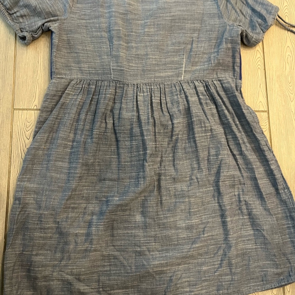 Uncle Frank for Anthropologie V-Neck Puff Sleeve Embroidered Baby Doll Dress - Picture 7 of 8